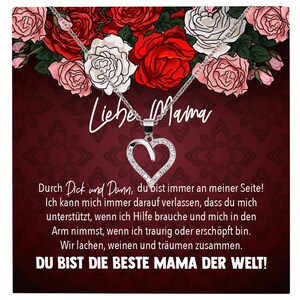 Mama Geschenk Muttertag Geburtstag Frauen Schmuck mit Karte Herz Halskette Echt Silber Weihnachten Idee von Tochter oder Sohn