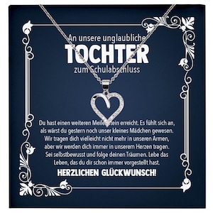 Unsere Tochter Schulabschluss Geschenk Mädchen Silber 925 Herz Halskette Karte Abiturientin Glückwunsch Frauen Schmuck Realschule