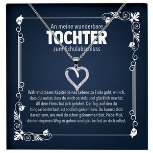 Meine Tochter Schulabschluss Geschenk Mädchen Silber 925 Herz Halskette Karte Abiturientin Glückwunsch Frauen Schmuck Realschule Gymnasium