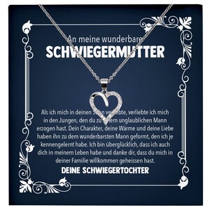 Schwiegermama Geschenk von Schwiegertochter Bräutigam Silber 925/000 Herz Halskette Karte Frauen Schmuck Schwiegermutter Hochzeit Muttertag