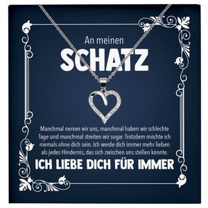 Frauen Geschenk Halskette Hochzeitstag Ehefrau Jahrestag Freundin Schatz Valentinstag für Sie Set - Silber Herz Schmuck mit Karte