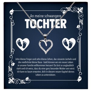 Tochter Schwangerschaft Geschenk Muttertag Silber 925/000 Herz Halskette Karte Frauen Schmuck Collier Babyparty Babyshower Gender Reveal