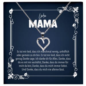 Liebe Mama Geschenk Silber 925/000 Herz Halskette Muttertag Valentinstag Frauen Schmuck Karte Mutter Geburtstag Weihnachten Damen Collier