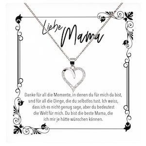 Mama Geschenk Muttertag Geburtstag Frauen Schmuck mit Karte Herz Halskette Echt Silber Weihnachten Idee von Tochter oder Sohn
