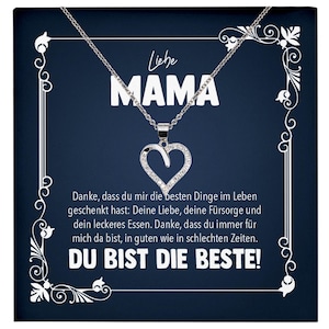 Liebe Mama Geschenk Silber 925/000 Herz Halskette Muttertag Valentinstag Frauen Schmuck Karte Mutter Geburtstag Weihnachten Damen Collier