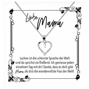 Mama Geschenk Muttertag Geburtstag Frauen Herz Halskette mit Karte Echt Silber Schmuck Weihnachten Idee von Tochter oder Sohn