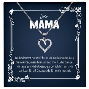 Liebe Mama Geschenk Silber 925/000 Herz Halskette Muttertag Valentinstag Frauen Schmuck Karte Mutter Geburtstag Weihnachten Damen Collier