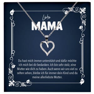 Liebe Mama Geschenk Silber 925/000 Herz Halskette Muttertag Valentinstag Frauen Schmuck Karte Mutter Geburtstag Weihnachten Damen Collier