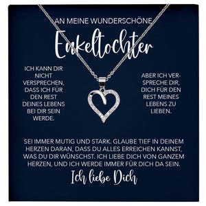 Wunderschöne Enkelin Geschenk Silber 925/000 Herz Halskette mit Karte Mädchen Frauen Schmuck Enkelkind Geburtstag Damen Weihnachten