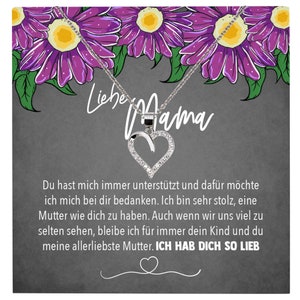 Mama Geschenk Muttertag Geburtstag Frauen Herz Halskette mit Karte Echt Silber Schmuck Weihnachten Idee von Tochter oder Sohn