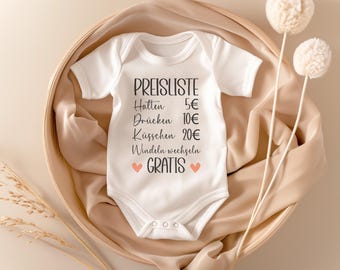 Unisex Babybody Funny Price List Short Sleeve ORGANIC COTTON White Romper Baby Party Gift Babshower Slip Collar Soft One-Piece for