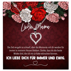 Mama Geschenk Muttertag Geburtstag Frauen Schmuck mit Karte Herz Halskette Echt Silber Weihnachten Idee von Tochter oder Sohn