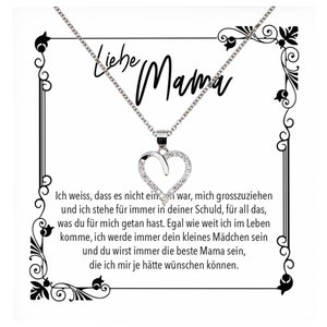 Mama Geschenk von Tochter Muttertag Geburtstag Frauen Schmuck mit Karte Echt Silber Herz Halskette Weihnachten Idee Mutter Tochter