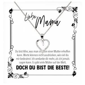 Mama Geschenk Muttertag Geburtstag Frauen Schmuck mit Karte Herz Halskette Echt Silber Weihnachten Idee von Tochter oder Sohn
