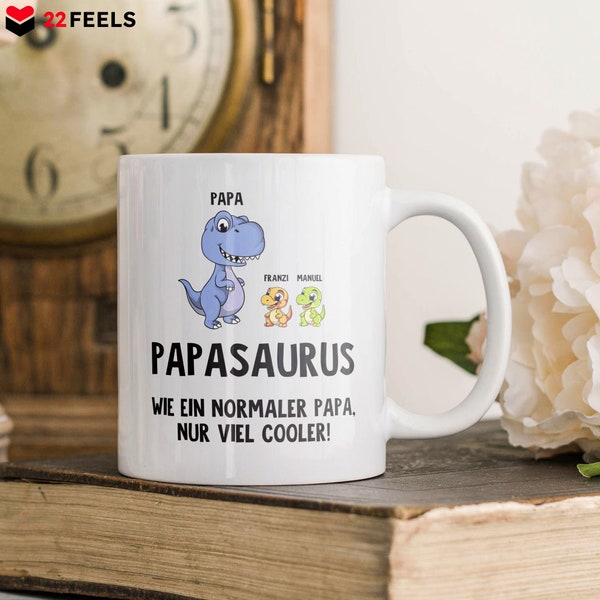 Papa Geschenk Personalisierte Tasse Vatertag Papasaurus Geburtstag Männer Vater Weihnachten Kaffeetasse Haferl Eltern Geschenkidee