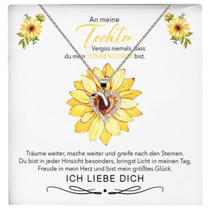 Sonnenschein Tochter Geschenk Silber 925/000 Herz Halskette mit Karte Mädchen Frauen Schmuck Geburtstag Weihnachten Firmung Konfirmation