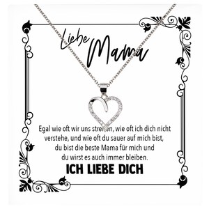 Mama Geschenk von Tochter Muttertag Geburtstag Frauen Schmuck mit Karte Echt Silber Herz Halskette Weihnachten Idee Mutter Tochter