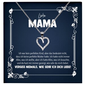 Liebe Mama Geschenk Silber 925/000 Herz Halskette Muttertag Valentinstag Frauen Schmuck Karte Mutter Geburtstag Weihnachten Damen Collier