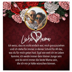 Mama Sohn Schmuck Personalisiertes Geschenk Muttertag Geburtstag Frauen Halskette Personalisisierbar Karte Herz Collier Echt Silber