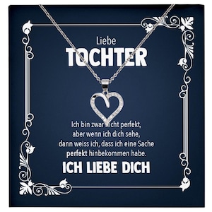 Liebe Tochter Geschenk Silber 925/000 Herz Halskette mit Karte Mädchen Frauen Schmuck Geburtstag Weihnachten Firmung Konfirmation etc.