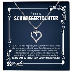 Schwiegertochter Geschenk Silber 925/000 Herz Halskette mit Karte Frauen Schmuck Hochzeit Muttertag Geburtstag Weihnachten Damen Collier