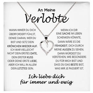 Verlobung Geschenk Frauen Silber 925/000 Herz Halskette mit Karte Schmuck Ich Liebe Dich Verlobte Valentinstag Hochzeitsplanung Jahrestag