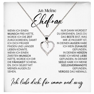 Ehefrau Geschenk Ich Liebe Dich Schmuck Silber 925/000 Frauen Herz Halskette Valentinstag Schatz Hochzeitstag Damen Collier Ehejubiläum