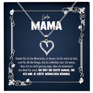 Liebe Mama Geschenk Silber 925/000 Herz Halskette Muttertag Valentinstag Frauen Schmuck Karte Mutter Geburtstag Weihnachten Damen Collier