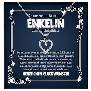 Unsere Enkelin Schulabschluss Geschenk Mädchen Silber 925 Herz Halskette Karte Abiturientin Glückwunsch Frauen Schmuck Realschule