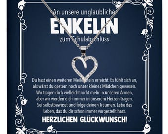 Unsere Enkelin Schulabschluss Geschenk Mädchen Silber 925 Herz Halskette Karte Abiturientin Glückwunsch Frauen Schmuck Realschule