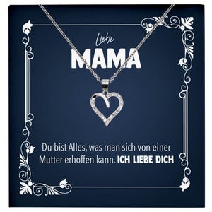 Liebe Mama Geschenk Silber 925/000 Herz Halskette Muttertag Valentinstag Frauen Schmuck Karte Mutter Geburtstag Weihnachten Damen Collier