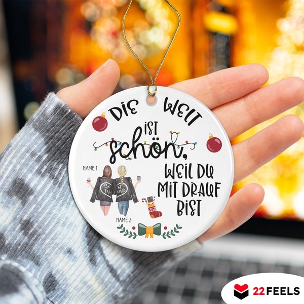 Beste Freundin Geschenk Personalisiert Weihnachtsanhänger Frauen Weihnachtsdeko BFF Freundinnen Christbaumschmuck Baum Advent KERAMIK