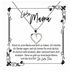 Mama Geschenk Muttertag Geburtstag Frauen Herz Halskette mit Karte Echt Silber Schmuck Weihnachten Idee von Tochter oder Sohn