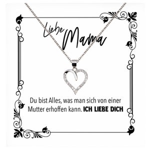 Mama Geschenk Muttertag Geburtstag Frauen Schmuck mit Karte Herz Halskette Echt Silber Weihnachten Idee von Tochter oder Sohn