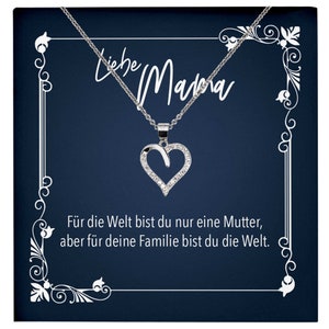 Mama Geschenk Muttertag Geburtstag Frauen Schmuck mit Karte Herz Halskette Echt Silber Weihnachten Idee von Tochter oder Sohn