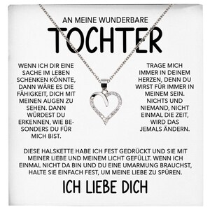 Wunderbare Tochter Geschenk Silber 925/000 Herz Halskette mit Karte Mädchen Frauen Schmuck Geburtstag Weihnachten Firmung Konfirmation etc.