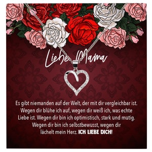 Mama Geschenk Muttertag Geburtstag Frauen Schmuck mit Karte Herz Halskette Echt Silber Weihnachten Idee von Tochter oder Sohn