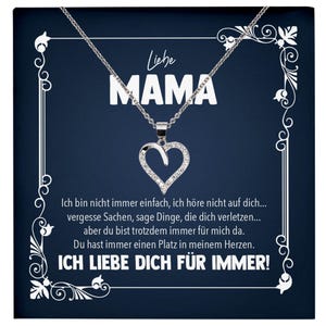 Liebe Mama Geschenk Silber 925/000 Herz Halskette Muttertag Valentinstag Frauen Schmuck Karte Mutter Geburtstag Weihnachten Damen Collier