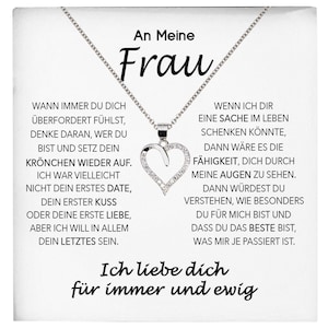 Ehefrau Geschenk Ich Liebe Dich Schmuck Silber 925/000 Frauen Herz Halskette Valentinstag Schatz Hochzeitstag Damen Collier Ehejubiläum
