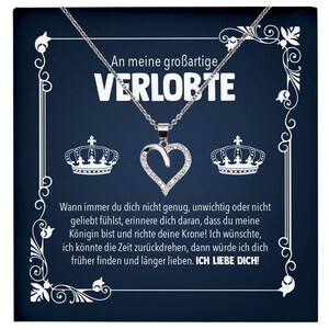 Verlobung Geschenk Frauen Silber 925/000 Herz Halskette mit Karte Schmuck Ich Liebe Dich Großartige Verlobte Valentinstag Hochzeitsplanung