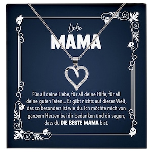 Liebe Mama Geschenk Silber 925/000 Herz Halskette Muttertag Valentinstag Frauen Schmuck Karte Mutter Geburtstag Weihnachten Damen Collier