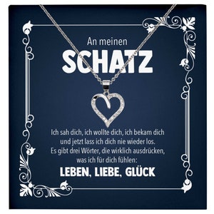 Frauen Geschenk Halskette Hochzeitstag Ehefrau Jahrestag Freundin Schatz Valentinstag für Sie Set - Silber Herz Schmuck mit Karte