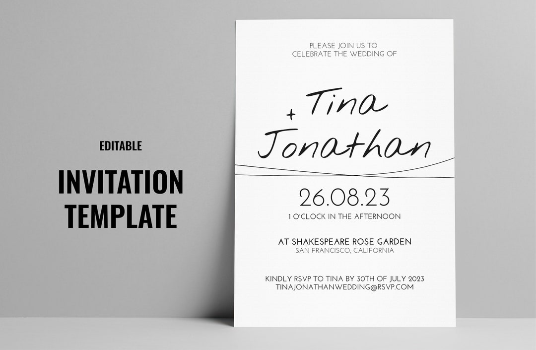 LINES Digital Wedding Invitation Printable Wedding Invites - Etsy