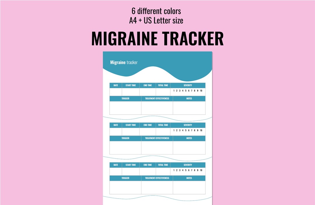Digital Printable Migraine Tracker, Migraine Journal, Trigger Log ...