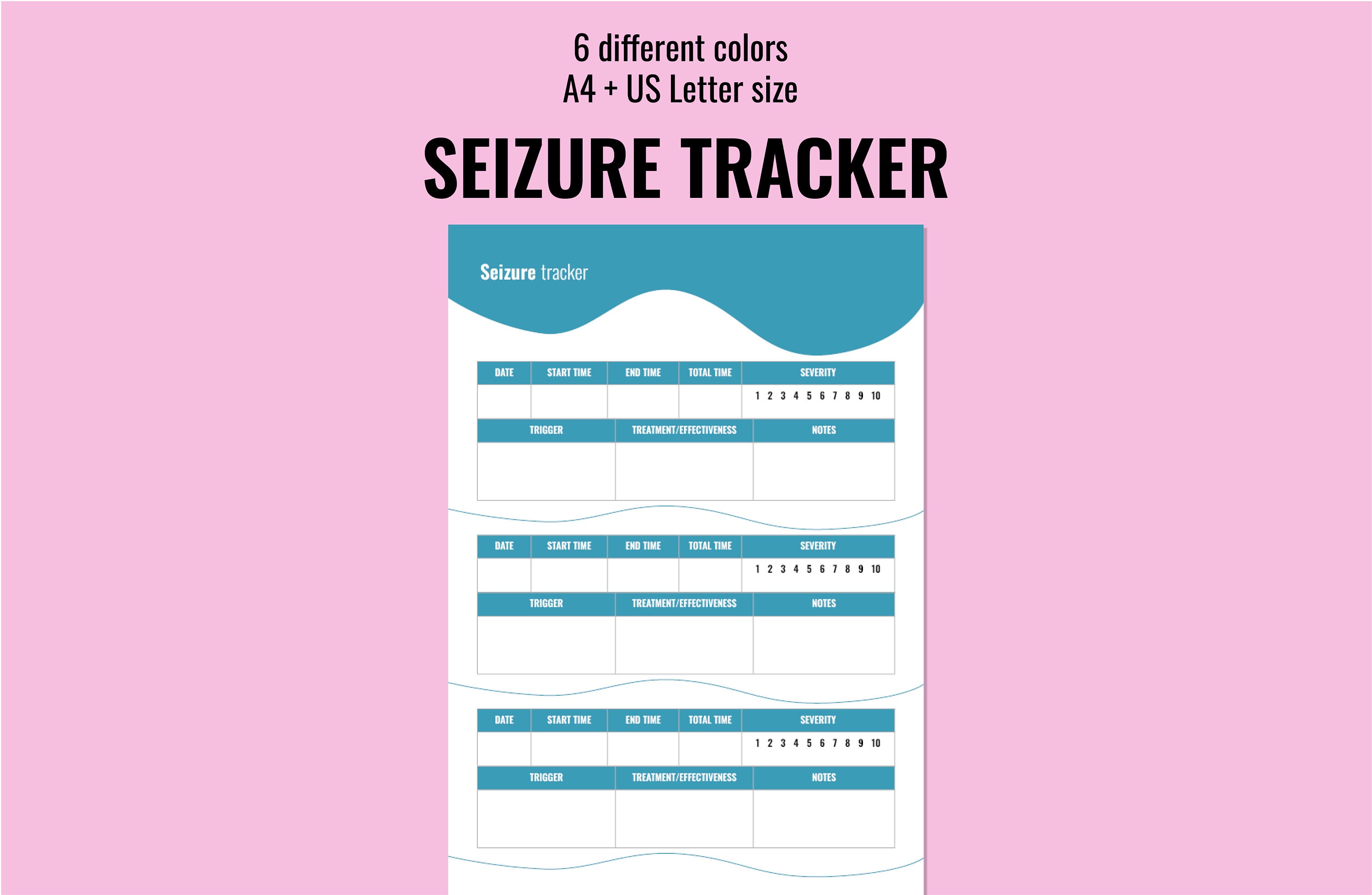 Digital Printable Seizure Tracker, Migraine Tracker, Medical Tracker, Seizure Log, Epilepsy ...