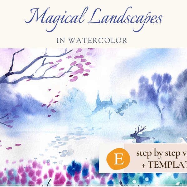 Whimsical Landscape Watercolor Video Tutorials for Beginners, DIY Artwork for Wall Art and Home Décor, Step-by-step Beginner Watercolour