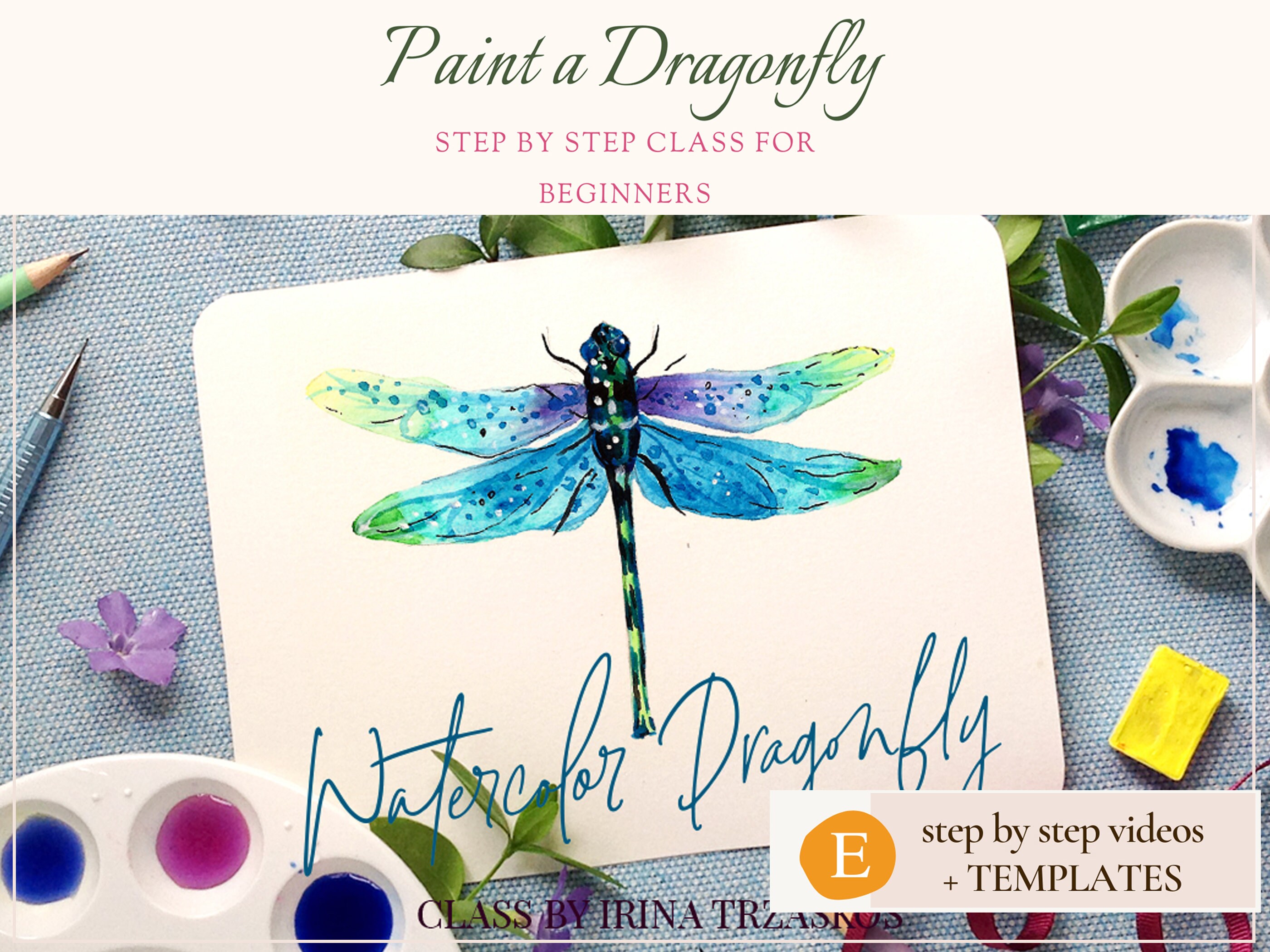 Watercolor Dragonfly Tutorial for Beginners, DIY Artwork for Wall Art ...