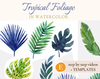 Tropical Leaves Watercolor Tutorial – Beginner DIY Art (Digital Pattern)