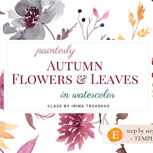 Herfstbloemen en bladeren aquareltutorial voor beginners, doe-het-zelf kunstwerken voor muurkunst en woondecoratie, stapsgewijze schilderlessen