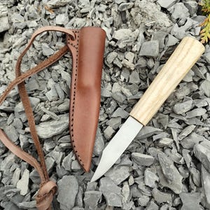 Small medieval neck knife with scabbard